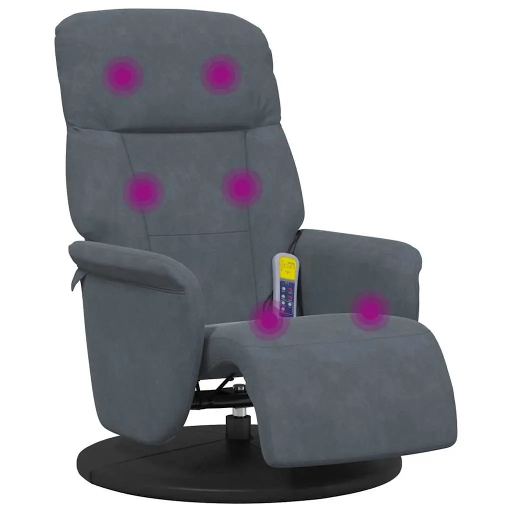 Massage Recliner Chair Velvet Grey 6 Points Adjustable Size with Footrest