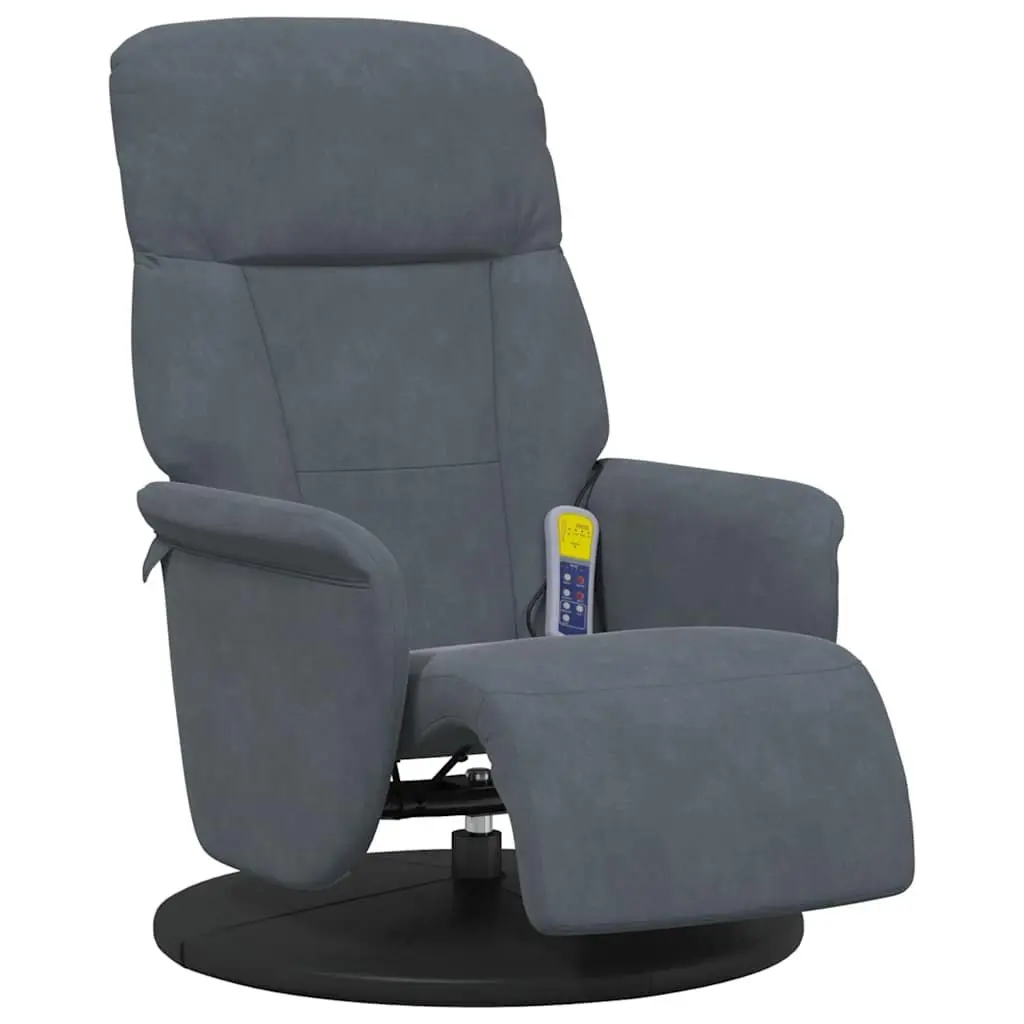 Massage Recliner Chair Velvet Grey 6 Points Adjustable Size with Footrest