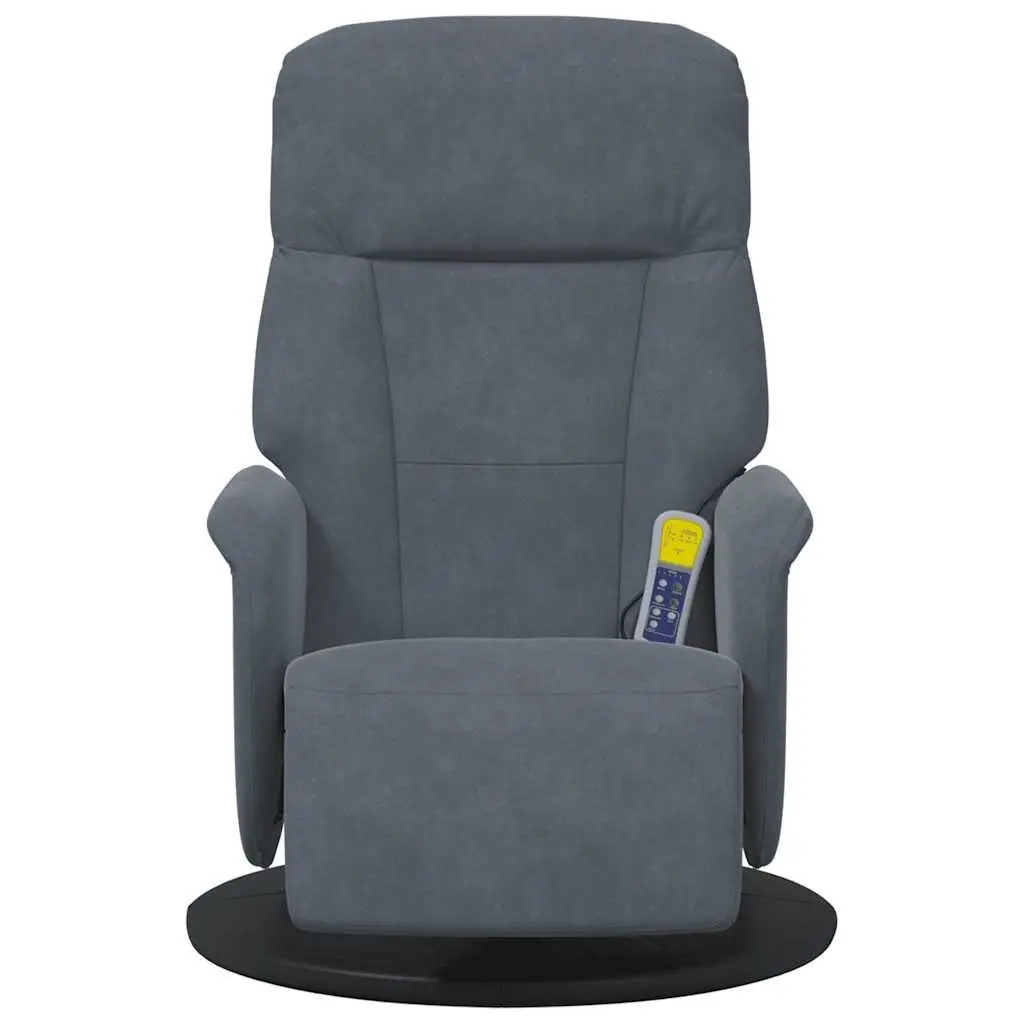 Massage Recliner Chair Velvet Grey 6 Points Adjustable Size with Footrest