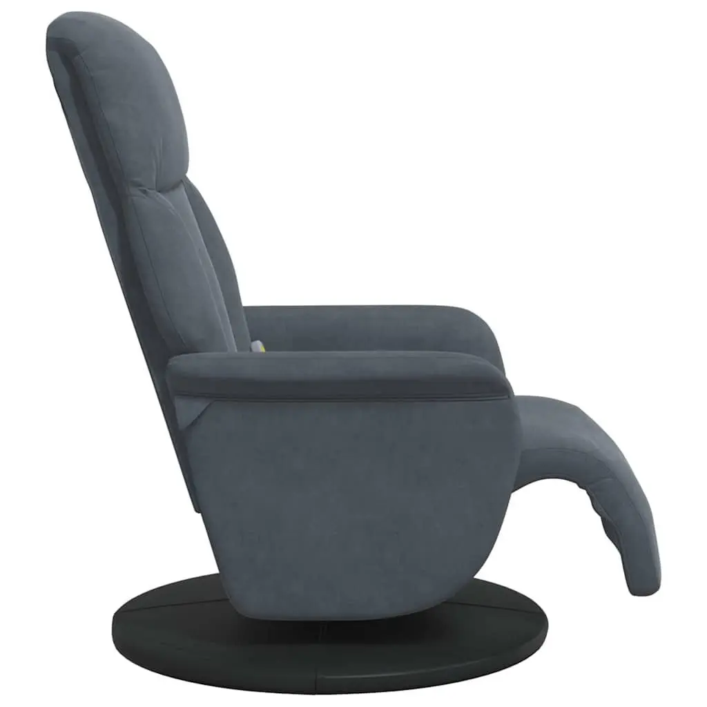 Massage Recliner Chair Velvet Grey 6 Points Adjustable Size with Footrest
