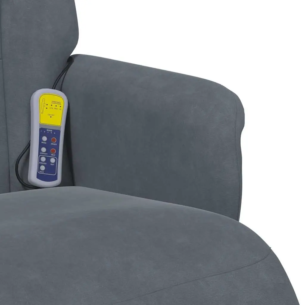 Massage Recliner Chair Velvet Grey 6 Points Adjustable Size with Footrest