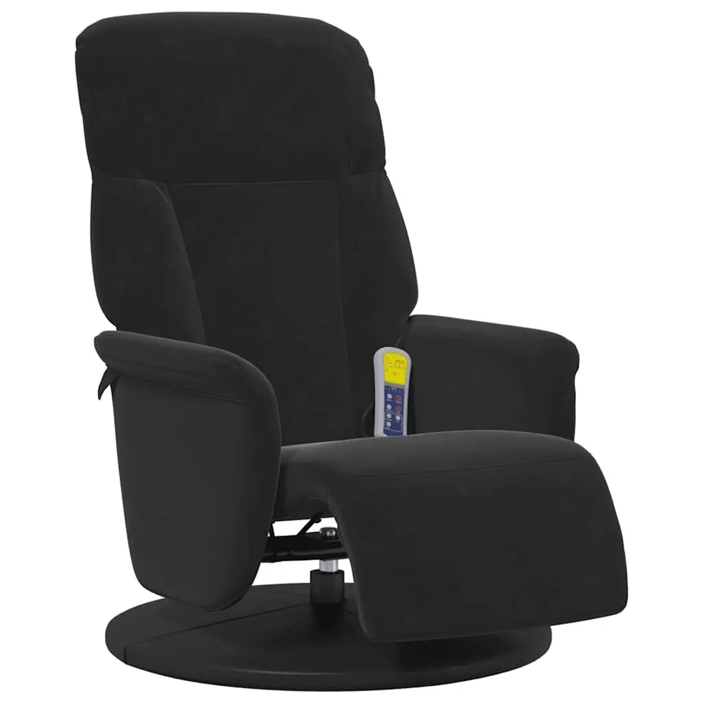 Massage Recliner Chair Velvet Adjustable Backrest Footrest 360 Swivel Black
