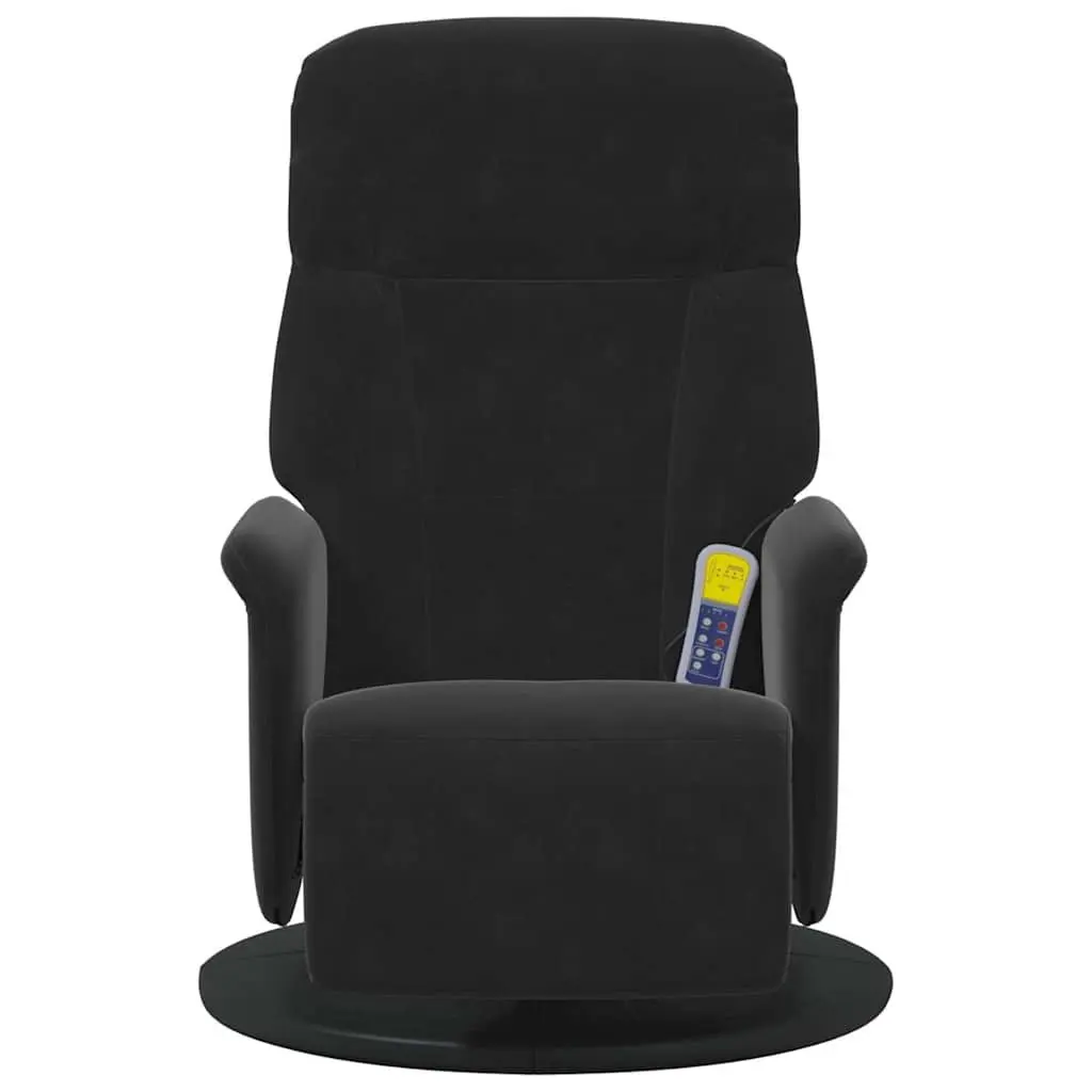 Massage Recliner Chair Velvet Adjustable Backrest Footrest 360 Swivel Black