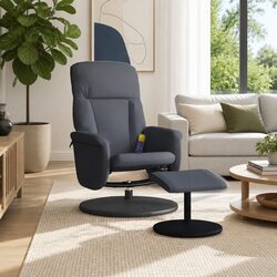 Luxury Dark Grey Velvet Massage Recliner Chair with Footstool