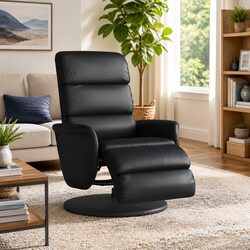 Premium Recliner Chair with Footrest and 360 Swivel in Black