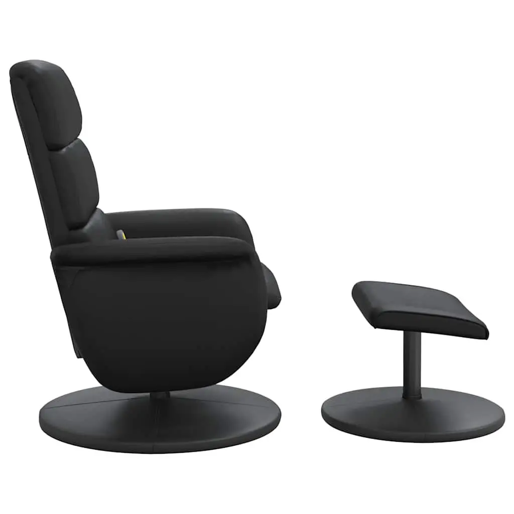 Massage Recliner Chair Faux Leather Black with Footstool