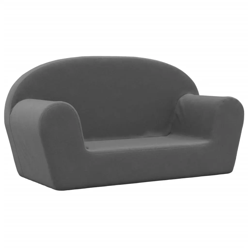 Children's Anthracite 2-Seater Soft Plush Sofa