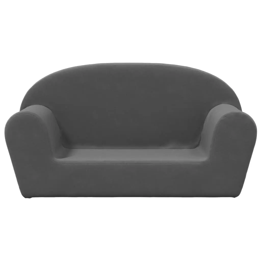 Children's Anthracite 2-Seater Soft Plush Sofa