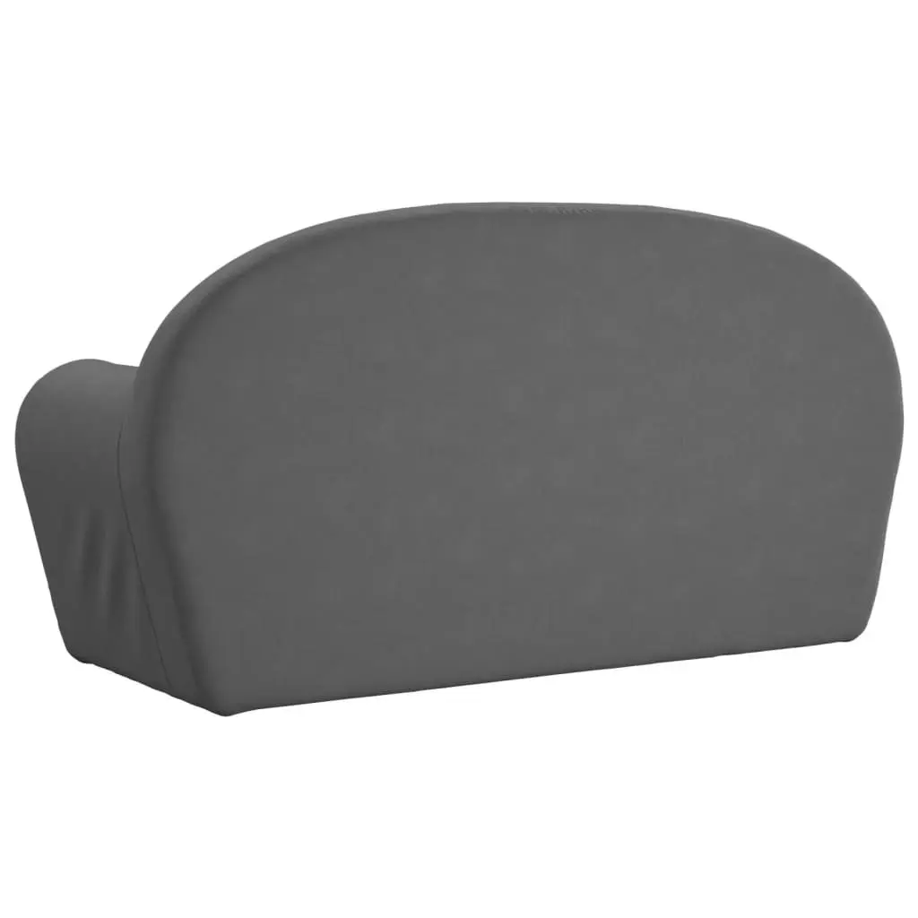 Children's Anthracite 2-Seater Soft Plush Sofa