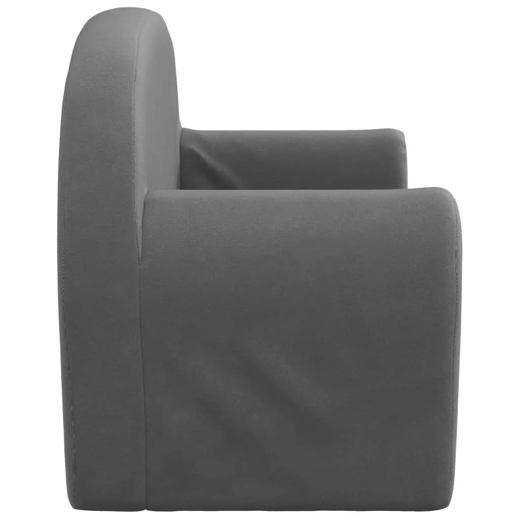 Children's Anthracite 2-Seater Soft Plush Sofa