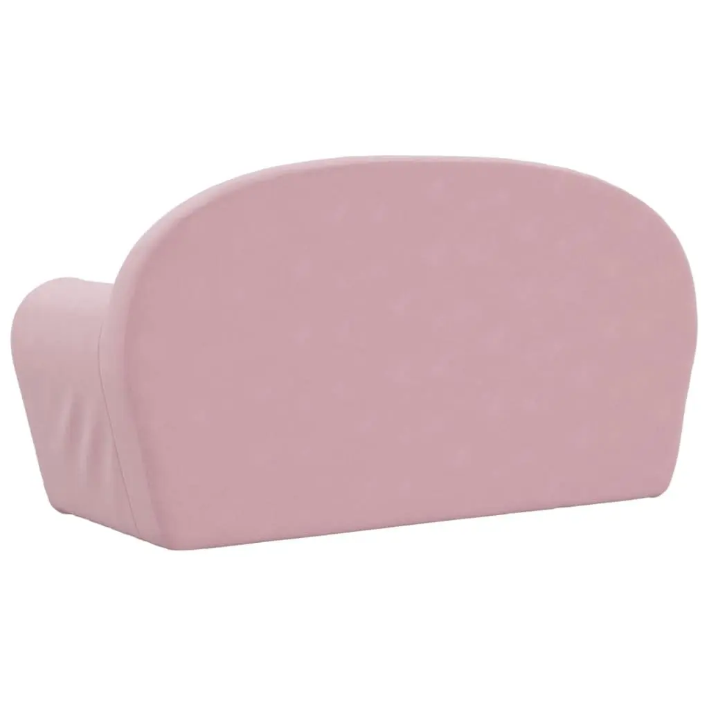 Children's 2-Seater Sofa in Soft Pink Plush Fabric