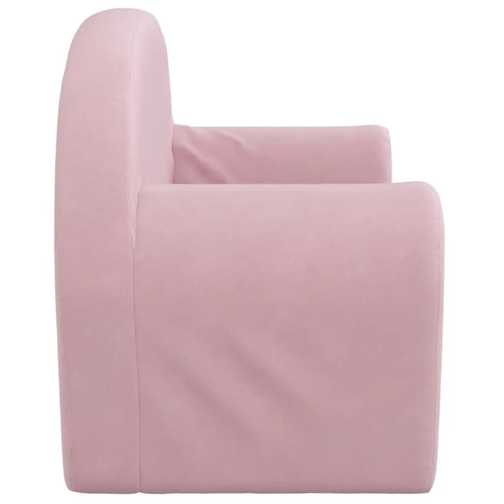 Children's 2-Seater Sofa in Soft Pink Plush Fabric
