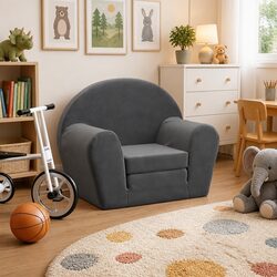 Durable Anthracite Kids Sofa Bed with Plush Comfort