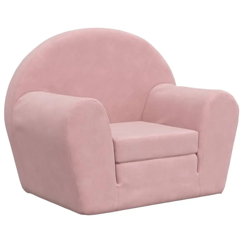 Kids Sofa Bed Pink Soft Plush 2-in-1 Folding Armchair Toddler Furniture Washable