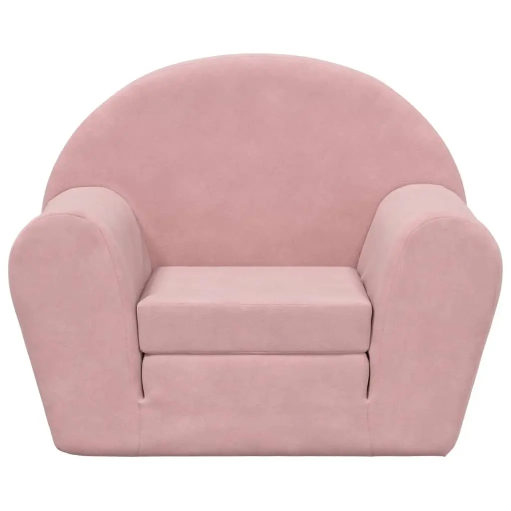 Kids Sofa Bed Pink Soft Plush 2-in-1 Folding Armchair Toddler Furniture Washable