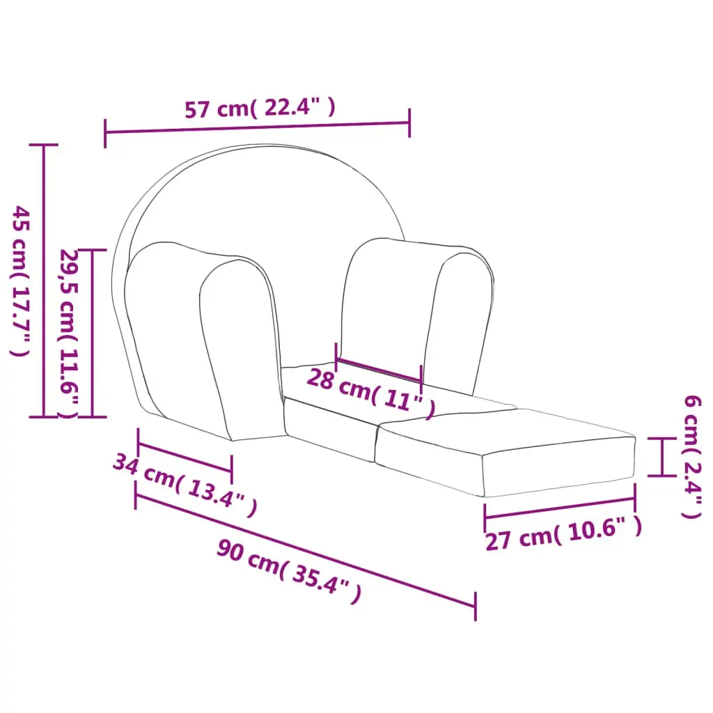 Kids Sofa Bed Pink Soft Plush 2-in-1 Folding Armchair Toddler Furniture Washable