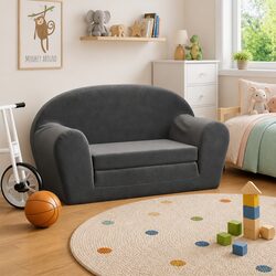 Anthracite Kids Sofa Bed 2-Seater Soft Plush Armchair