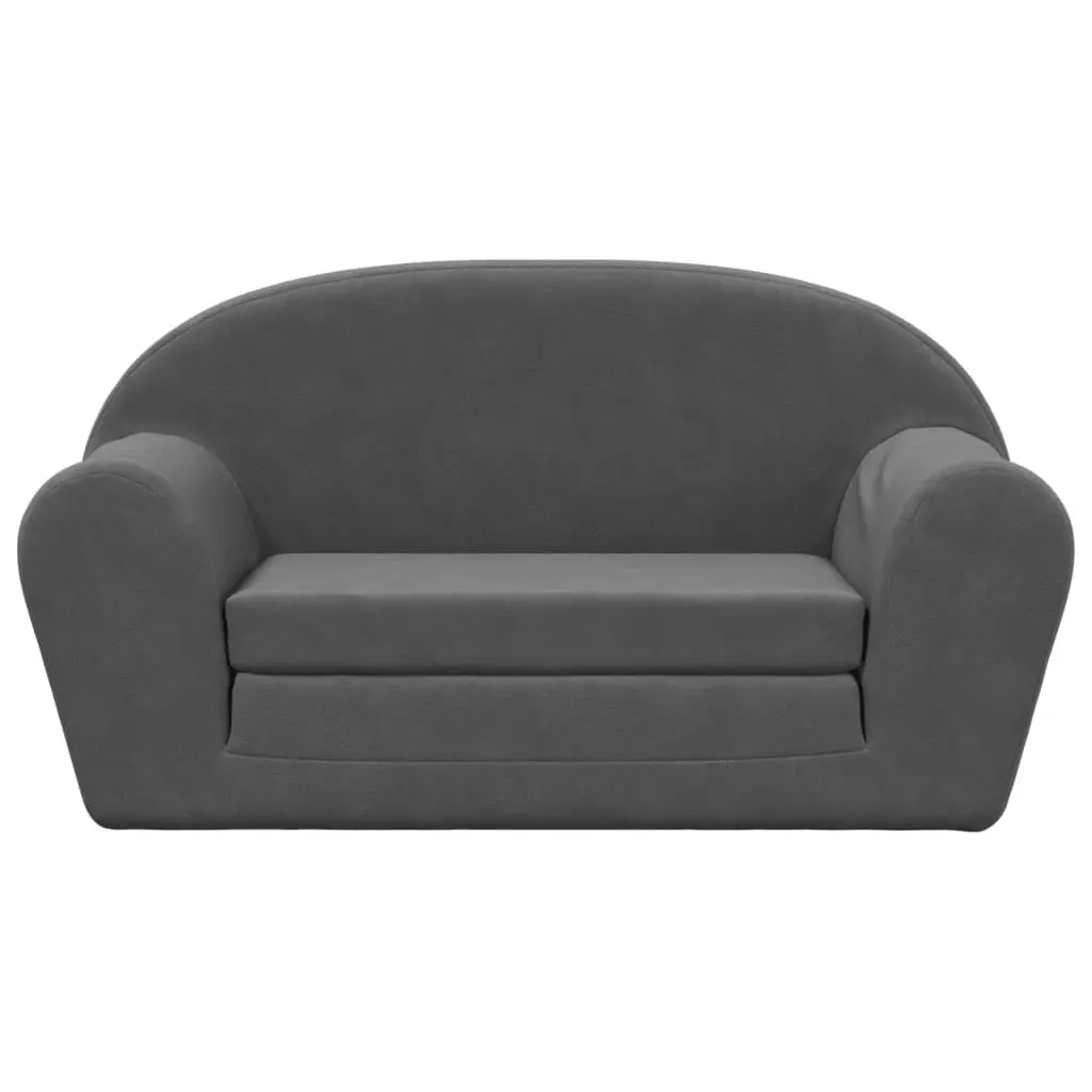 Kids Sofa Bed Soft Plush 2-Seater Anthracite Foldable Armchair Mini Bed
