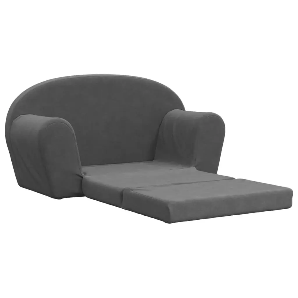 Kids Sofa Bed Soft Plush 2-Seater Anthracite Foldable Armchair Mini Bed