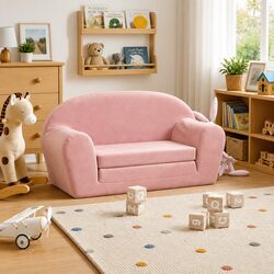 Plush Kids 2-Seater Sofa Bed with Removable Cover