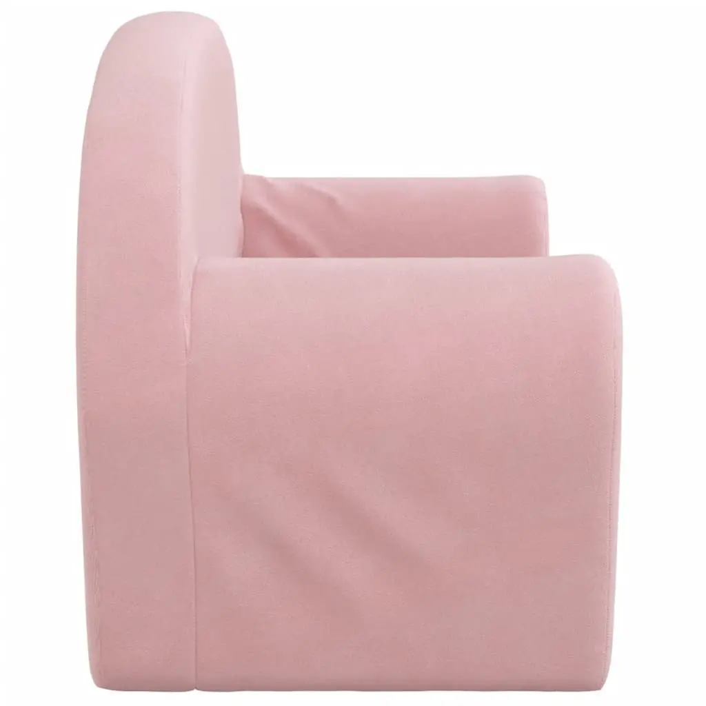 Kids Sofa Bed Soft Plush 2-Seater Folding Convertible Armchair Pink