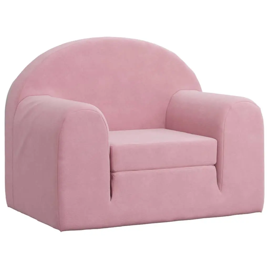 Kids' Sofa Bed Soft Plush 2-in-1 Folding Armchair Mini Bed Pink