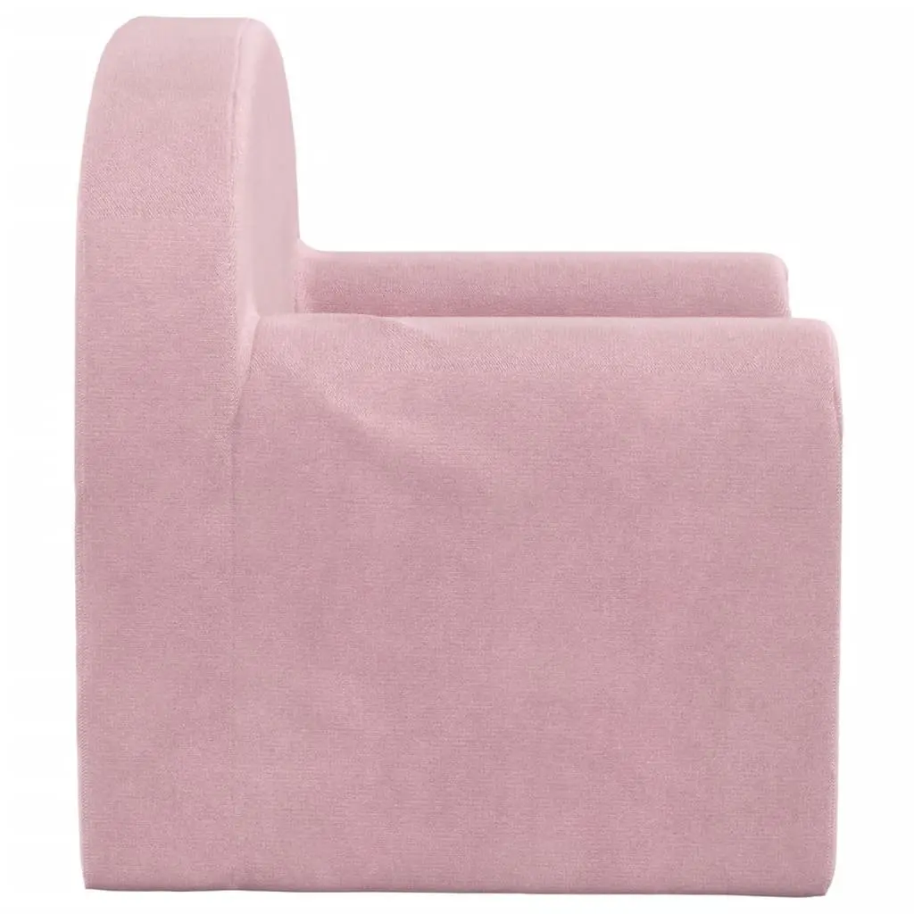 Kids' Sofa Bed Soft Plush 2-in-1 Folding Armchair Mini Bed Pink