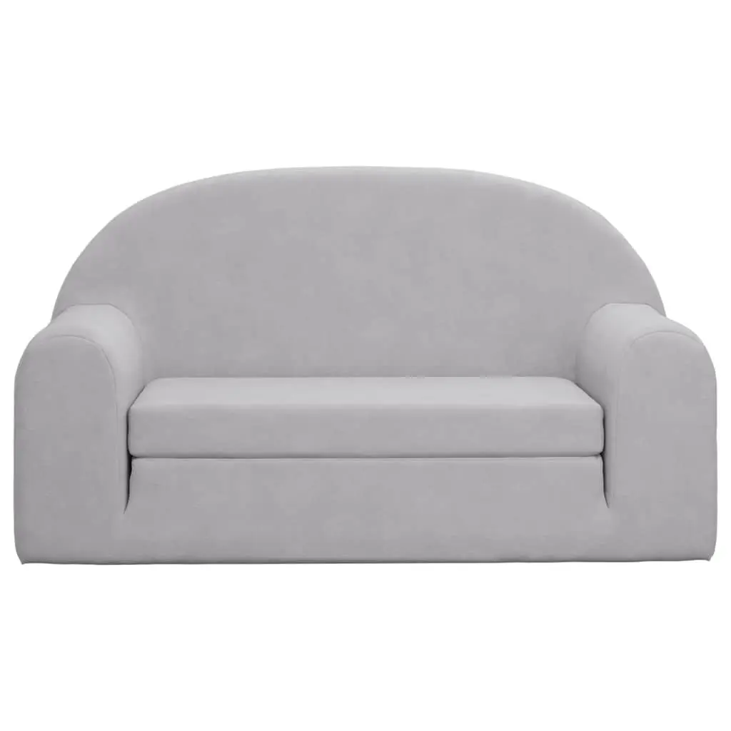 Kids Sofa Bed Soft Plush 2-Seater Grey Folding Armchair