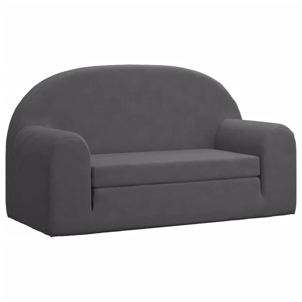Kids Sofa Bed Soft Plush 2-Seater Anthracite Foldable Armchair