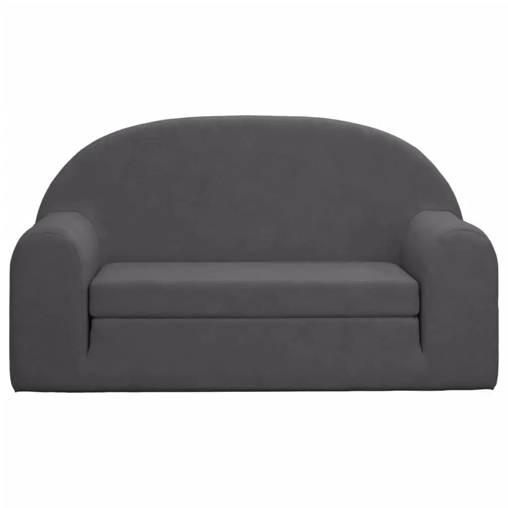 Kids Sofa Bed Soft Plush 2-Seater Anthracite Foldable Armchair
