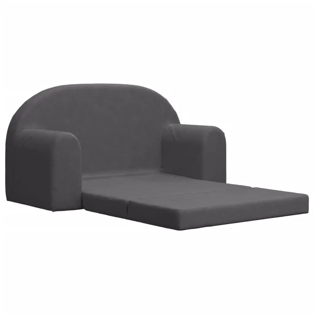 Kids Sofa Bed Soft Plush 2-Seater Anthracite Foldable Armchair