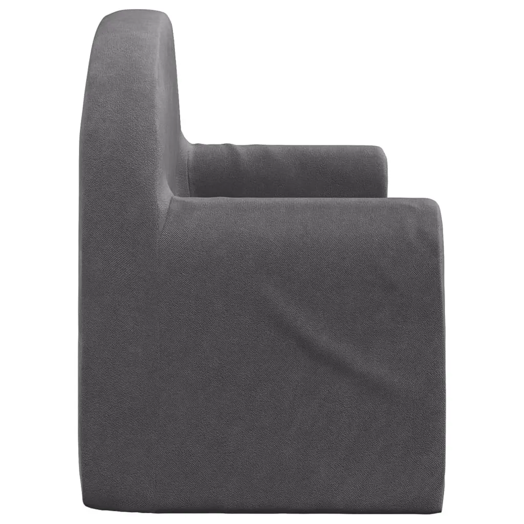 Kids Sofa Bed Soft Plush 2-Seater Anthracite Foldable Armchair