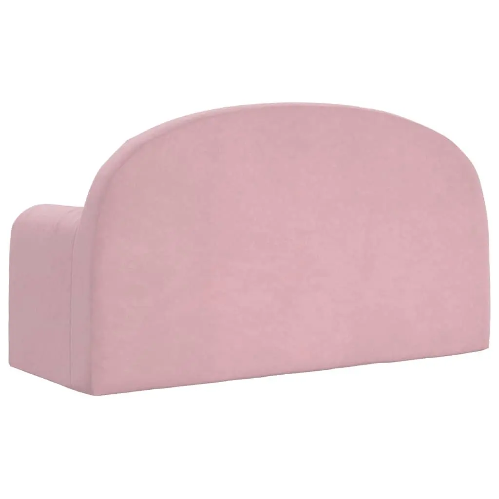 Kids Sofa Bed Soft Plush 2-Seater Pink Fold-Out Chair