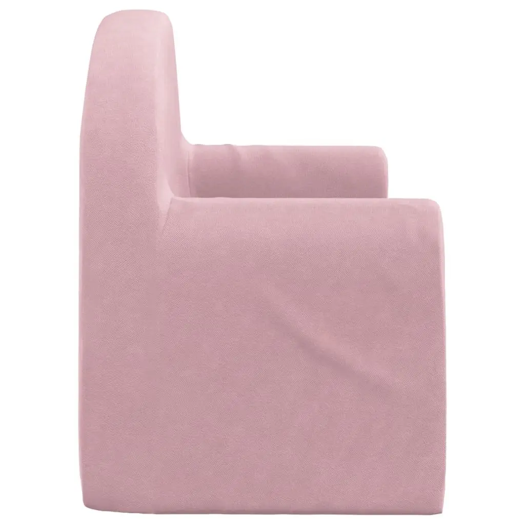 Kids Sofa Bed Soft Plush 2-Seater Pink Fold-Out Chair