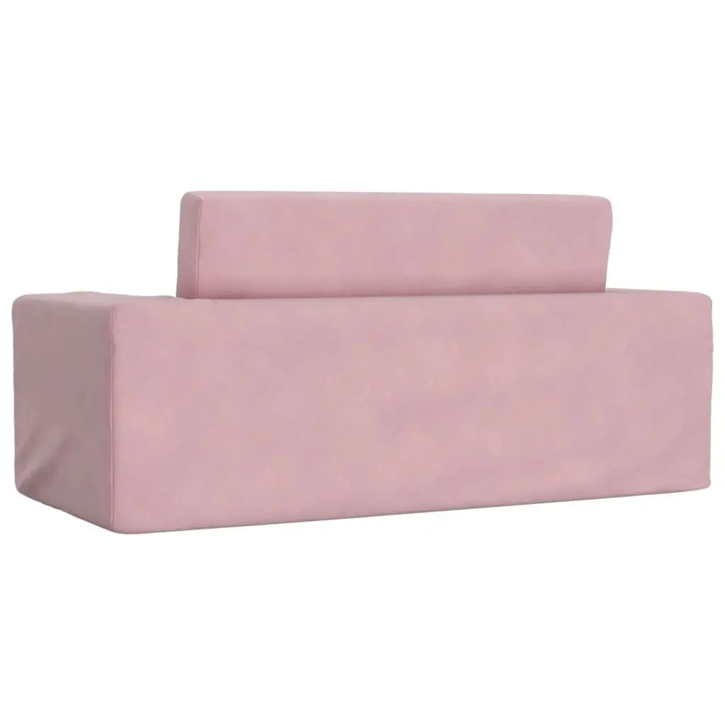 Pink Plush 2-Seater Sofa Bed for Kids