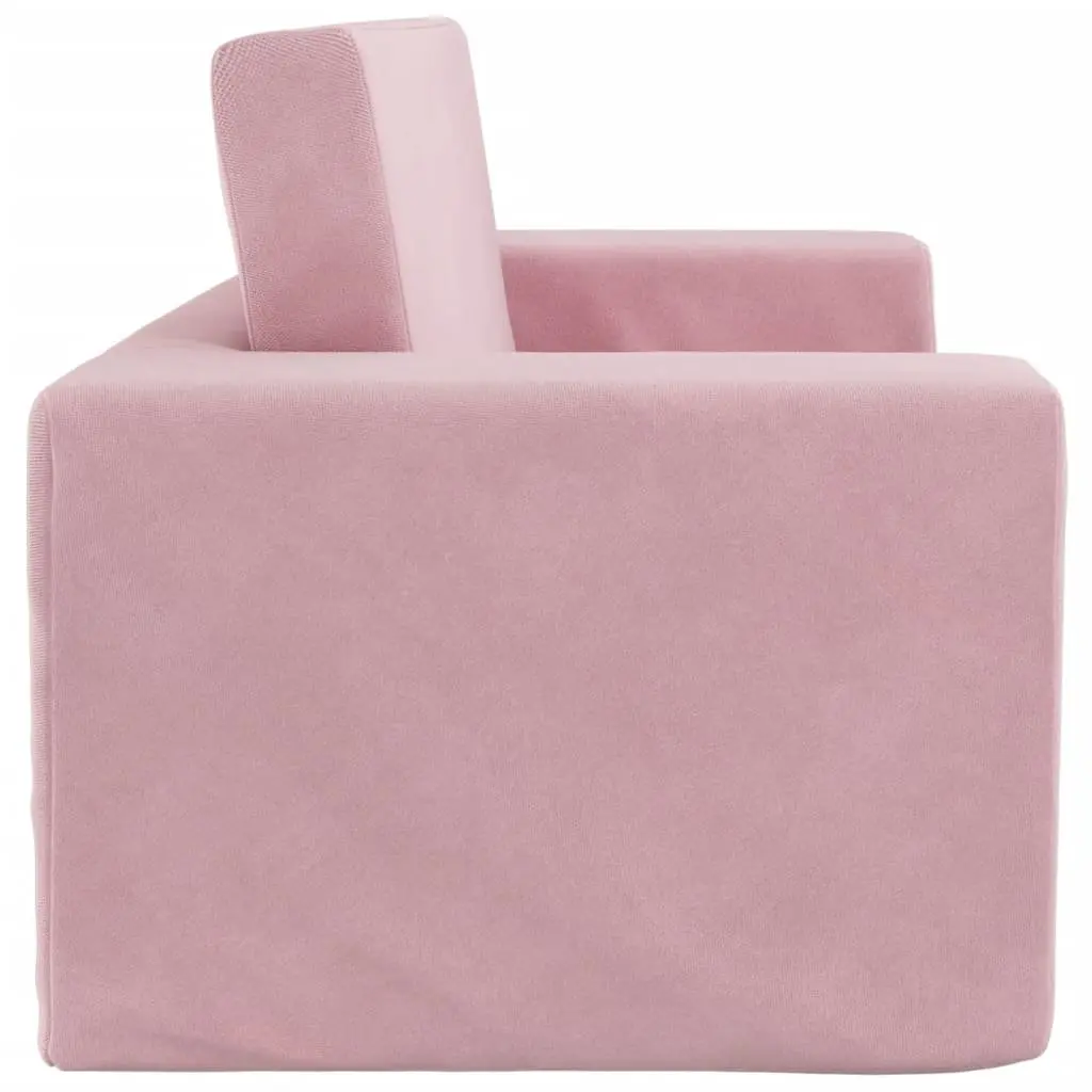 Pink Plush 2-Seater Sofa Bed for Kids