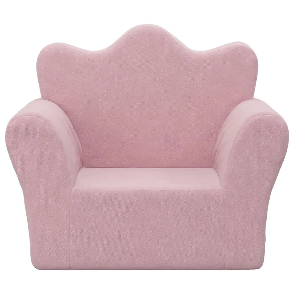 Plush Pink Kids Sofa with Removable Cover