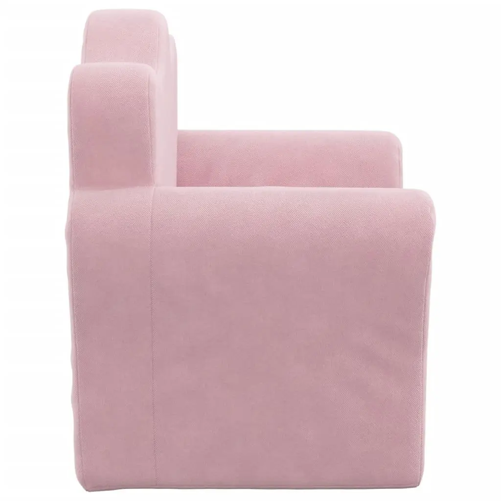 Plush Pink Kids Sofa with Removable Cover