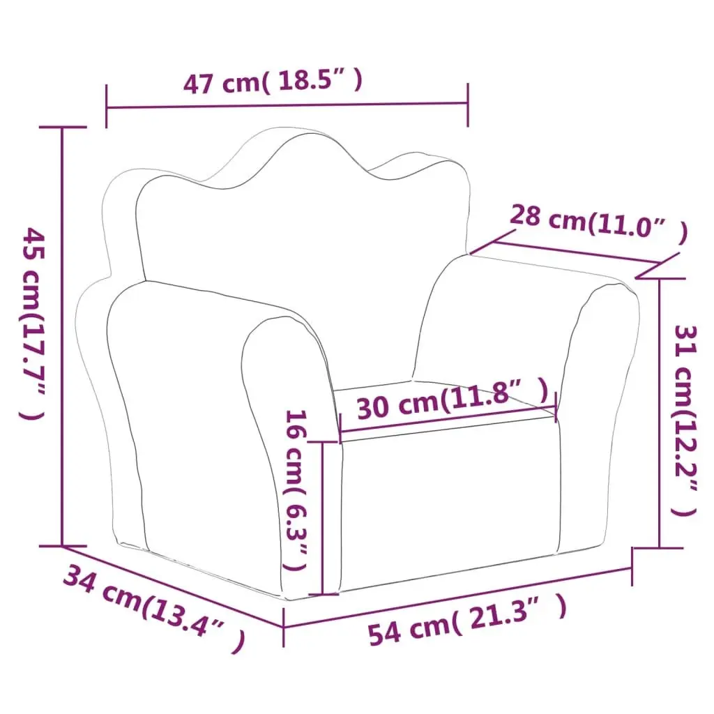 Plush Pink Kids Sofa with Removable Cover