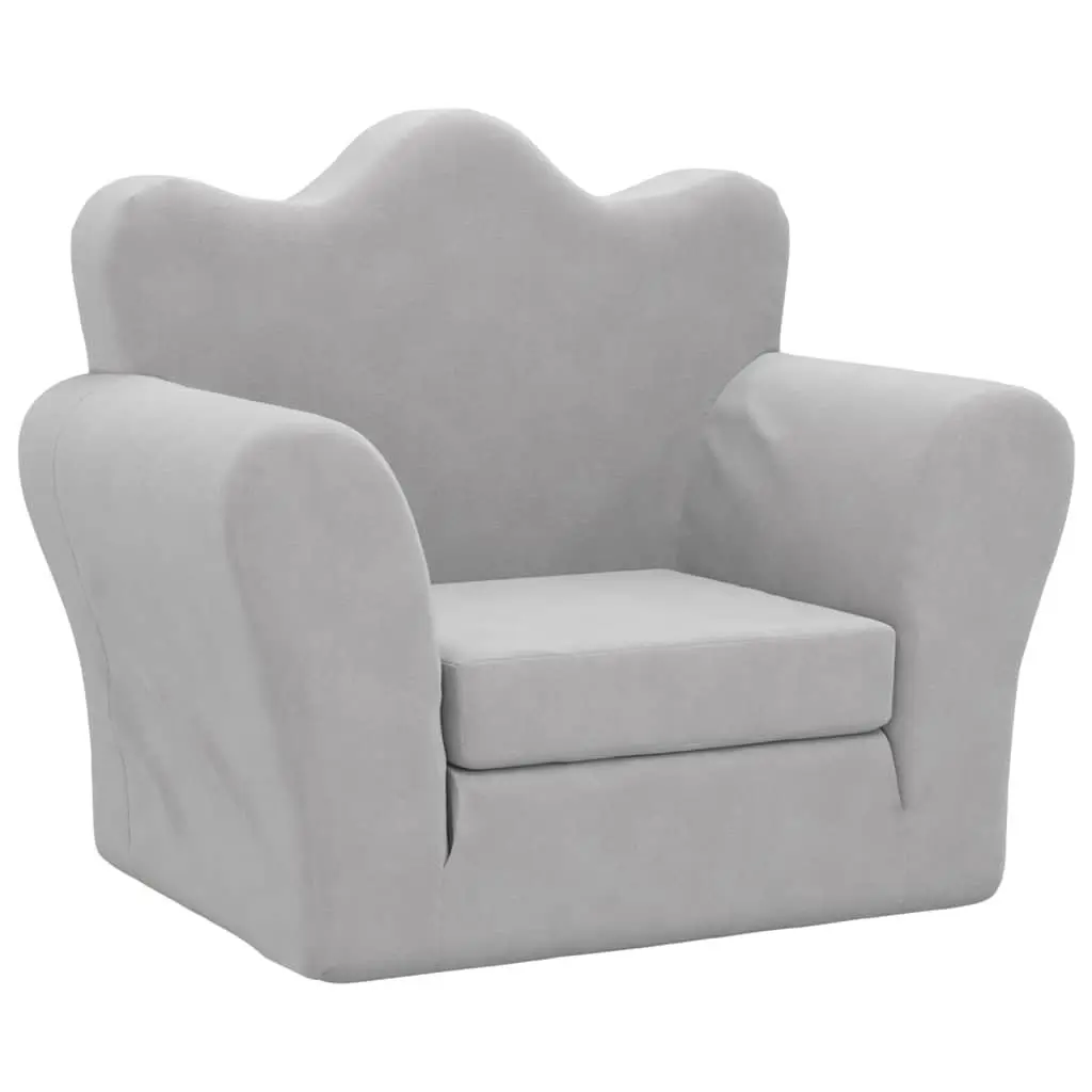 Soft Plush Kids Sofa Bed in Grey for Comfort