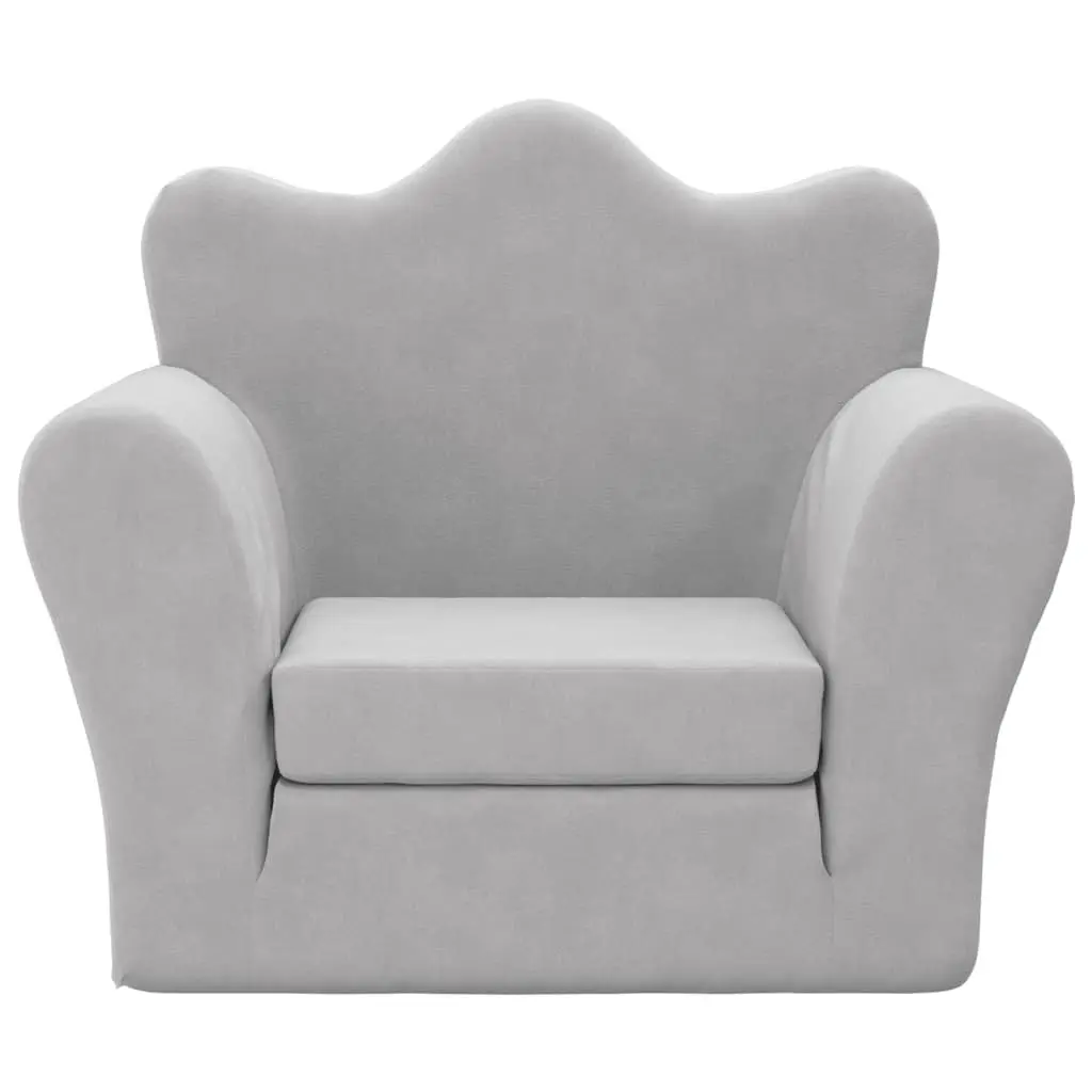 Soft Plush Kids Sofa Bed in Grey for Comfort