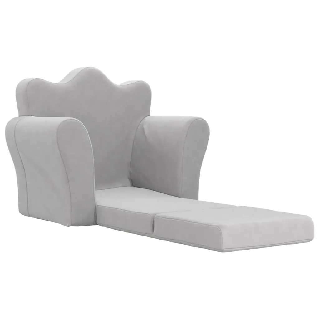 Soft Plush Kids Sofa Bed in Grey for Comfort