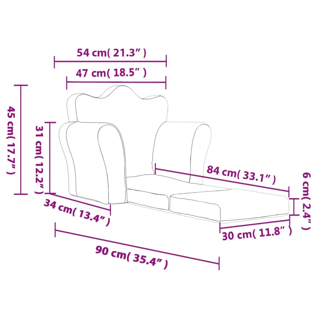 Soft Plush Kids Sofa Bed in Grey for Comfort