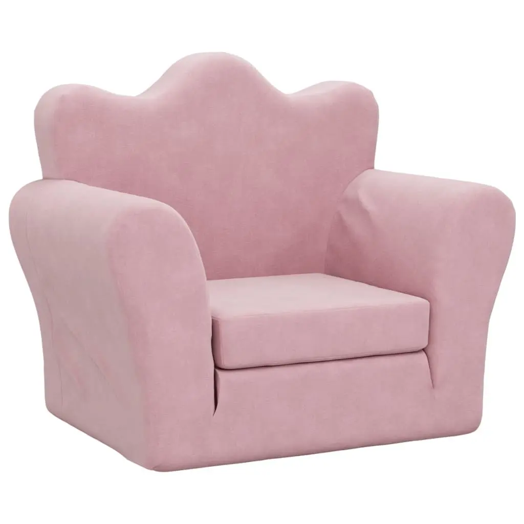 Kids Sofa Bed Plush 2-in-1 Folding Armchair Pink