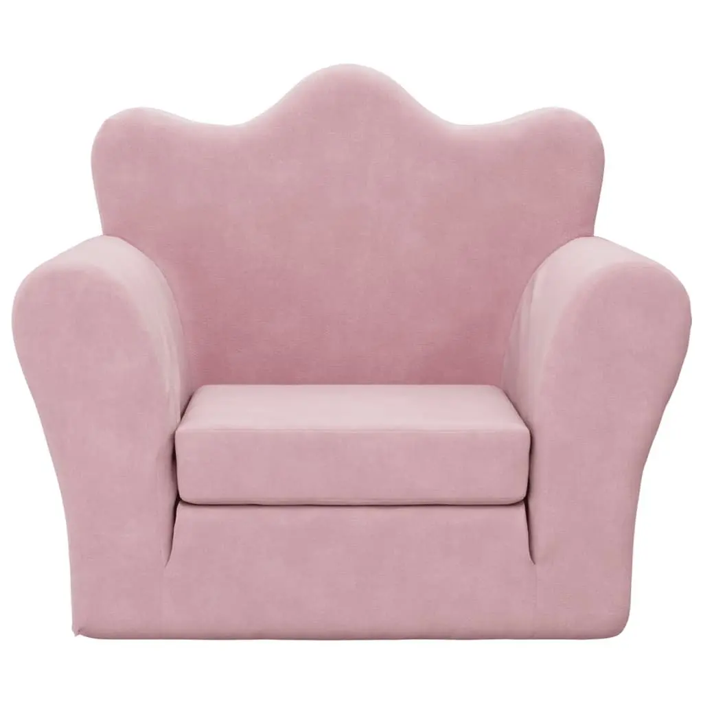 Kids Sofa Bed Plush 2-in-1 Folding Armchair Pink
