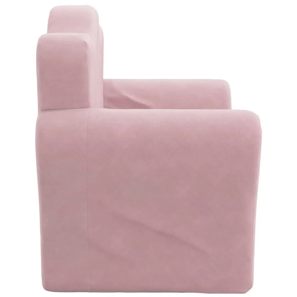 Kids Sofa Bed Plush 2-in-1 Folding Armchair Pink