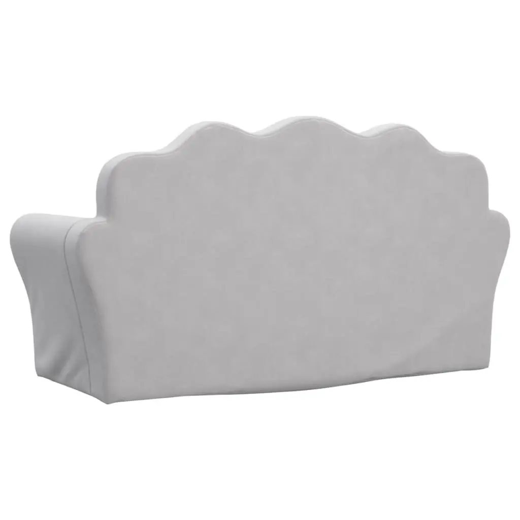 Kids Sofa Bed 2-Seater Grey Soft Plush Fold Out Armchair Toddler Couch