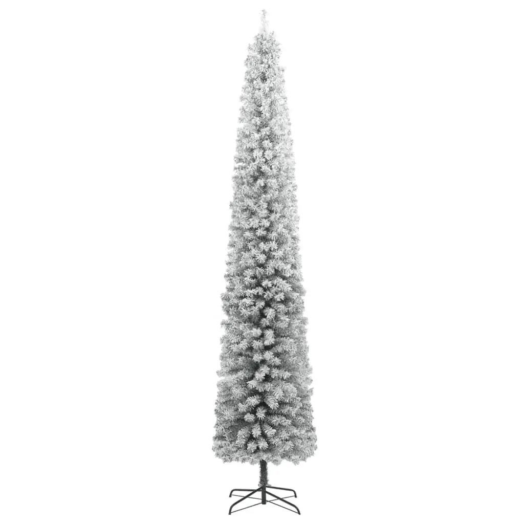 300cm White Flocked Snow Slim Christmas Tree