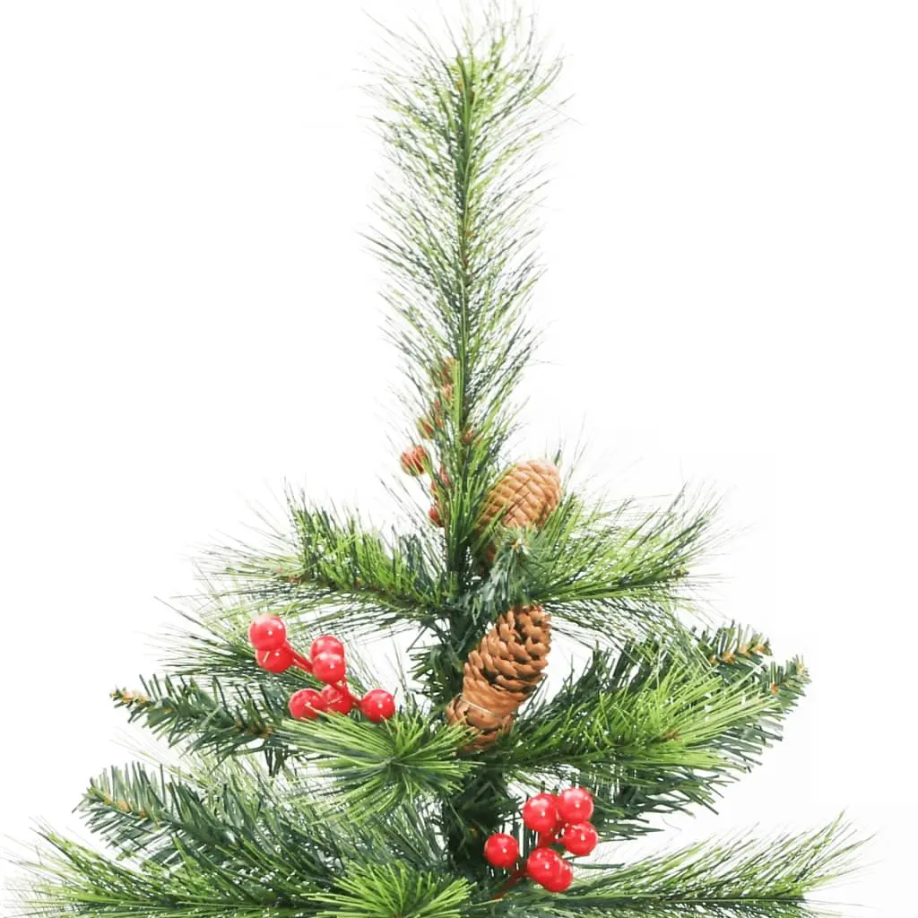 150cm Green Artificial Hinged Christmas Tree with Cones and Berries