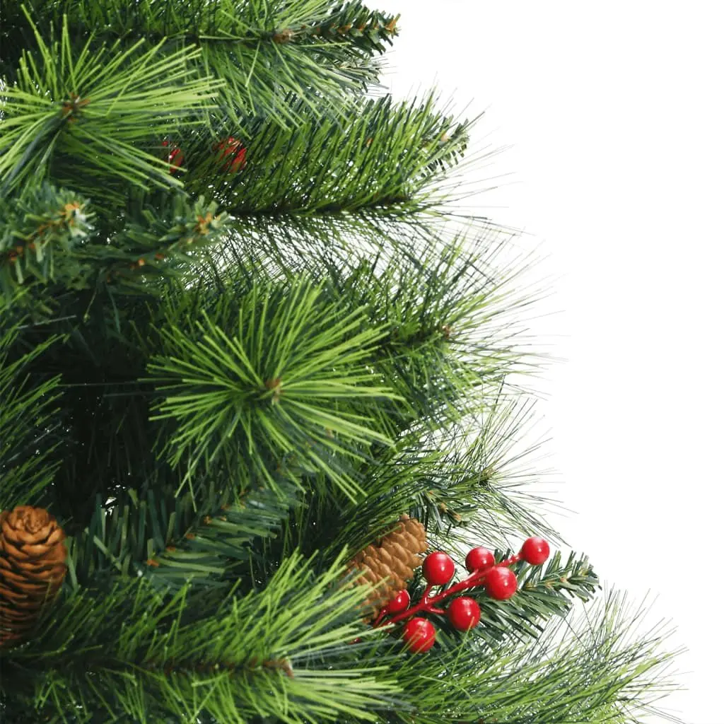 150cm Green Artificial Hinged Christmas Tree with Cones and Berries